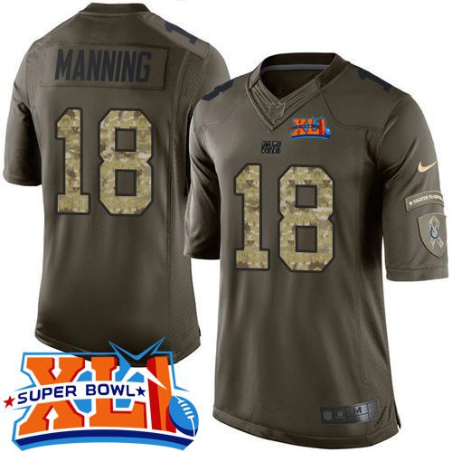 Nike Colts #18 Peyton Manning Green Super Bowl XLI Men's Stitched NFL Limited Salute to Service Jersey